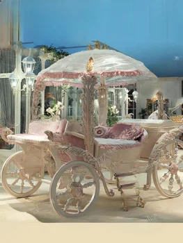 Avrupa lüks katı ahşap prenses yatak pembe çocuksu çocuk arabası yatak saray Fransız sevimli kız yatak özelleştirme