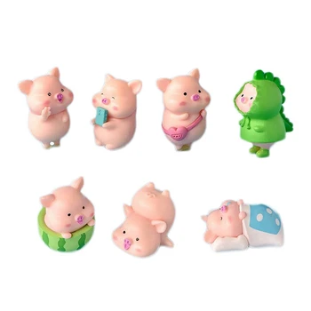 7 Adet Sevimli Piggy Modelleri Minyatür Peyzaj Aksesuarları Peri Bahçe Minyatürleri Odası Dekor