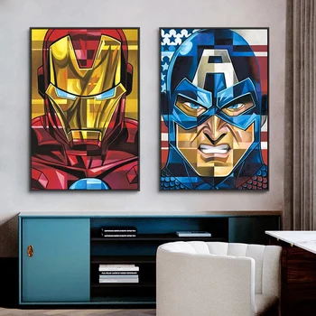 Disney Tuval Boyama Klasik Film Avengers Süper Kahraman Kaptan Amerika Demir Adam HD Posterler ve Baskılar Çocuk yatak odası dekoru