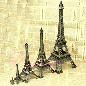Sıcak Satış Bronz Ton Paris Eyfel Kulesi Heykelcik Heykeli Vintage Alaşım Modeli Dekor 4 Boyutları APR27