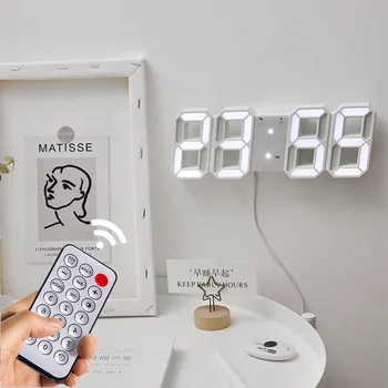 3D LED Dijital Saat Gece Modu Ayarlanabilir Parlayan Elektronik Masa Saati duvar saati Dekor Ofis Oturma oda duvar dekorasyonu