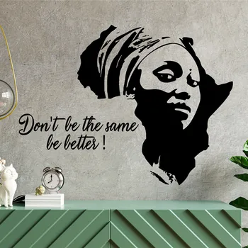 Afrika Kadınlar Haritası Duvar Sticker Afrika Geleneksel Bayan Kişilik İlham Sloganı Güzellik Salonu Spa Ev Dekor Vinil Çıkartması