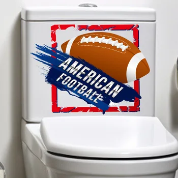 PVC Tuvalet Kapağı Dekor Banyo Sticker Süper Kase Rugby Parti Dekorasyon Kendinden Yapışkanlı Su Geçirmez Tuvalet Ev Gereçleri