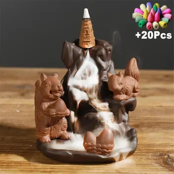 +20 Koniler El Yapımı Yaratıcı Ev Dekorasyon Sevimli Sincap suni çam kozalağı Çin Çay Pet Rockery Şelale Geri Akış Tütsü Brülör