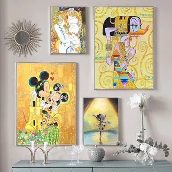 Disney Mickey Mouse duvar sanatı tuval yağlıboya İskandinav Posterler ve Baskılar Duvar Resimleri ıçin Oturma Odası Dekorasyon