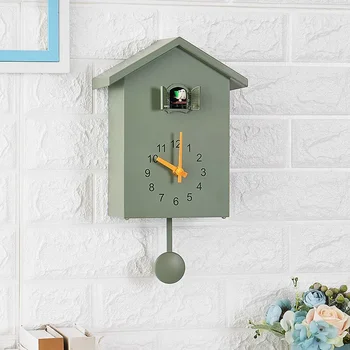 Modern Plastik Kuş Guguklu Tasarım Kuvars Duvar Asılı Saat Zamanlayıcı duvar saati ev ofis dekorasyonu için