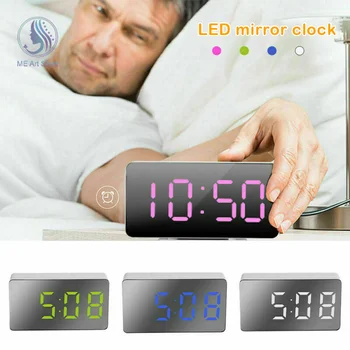 LED Ayna Saat dijital alarm Erteleme Ekran Zaman Gece Lambası Masaüstü USB çalar saat ev dekoru Yatak Odası Başucu Saati