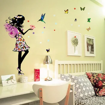 Güzel Kelebek Elf Sticker çocuk Odası için Ev Dekorasyon Arka Plan Duvar Sticker Bebek Odası