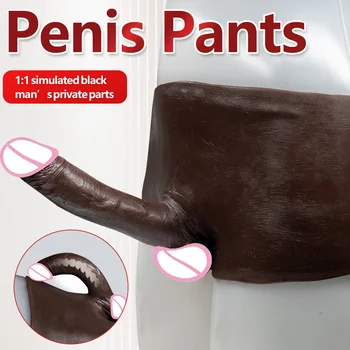 Siyah Cilt Duygu İçi Boş / Katı Silikon Lezbiyen Strapon Dildo Külot Gerçek Erkek Dick Seks Oyuncak Kadın Erkek İç Çamaşırı Penis Pantolon