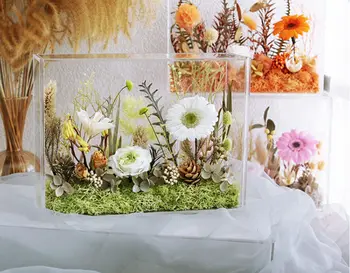 Aqumotic Kuru Çiçek Koruyucu Kapak Dekor Kutusu 1 adet 3D DIY Ölümsüz Çiçek Konteyner Geri Dönüşüm Kız Arkadaşı Hediye Aromaterapi Kutusu