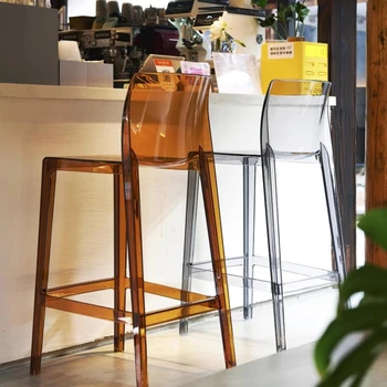 Iskandinav Akrilik Resepsiyon Bar Sandalyeleri Yemek tezgah taburesi Ofis Modern Bar sandalyeleri Yüksek Tasarım Cadeira Bar Mobilyaları MR50BC