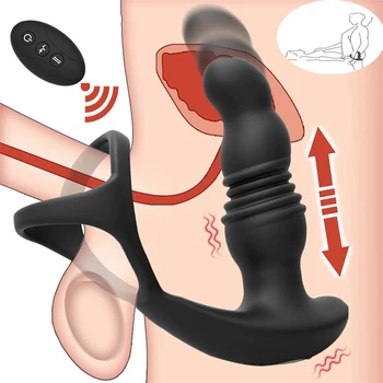 Erkek prostat masaj aleti Teleskopik Anal Vibratör Butt Plug G Noktası Stimülatörü Gecikme Boşalma Penis Halkası Dildos Seks Oyuncakları Erkekler için