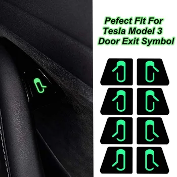 Araba Kapı Düğmesi Çıkartmalar Aydınlık Sticker Tesla Modeli 3 Açık Çıkış Hatırlatma Floresan Macun Araba Aksesuarları Model3 2020