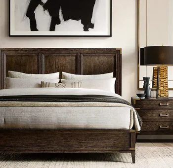 Yatak Odası Zarif Yatak yatak odası mobilyası Modern Şık Özelleştirilmiş Ahşap komodin ve Dolap Kapalı yatak odası mobilyası