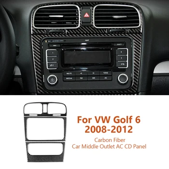 Volkswagen VW Golf 6 2008-2012 için Karbon Fiber Araba Orta Çıkış AC CD Ayarı Dekoratif Sticker Oto İç Accesorios