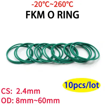 10 adet CS 2.4 mm OD 8 ~ 60mm Yeşil FKM Flor Kauçuk O Ring Sızdırmazlık Contası Yalıtım Yağı Yüksek Sıcaklık Dayanımı Yeşil