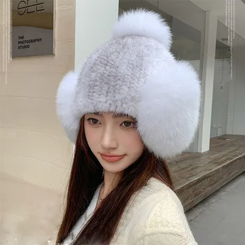 Kış Bayanlar Vizon Saç Örgülü Şapka Moda Sıcak Şapka High-end Mizaç Kalınlaşmış Açık Rahat Şapka Yeni 2023