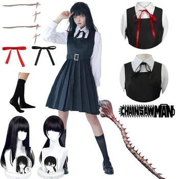 Anime Testere Adam Cosplay Mitaka Asa Cosplay Kostüm Peruk Savaş Şeytan Elbise JK okul üniforması Cadılar Bayramı Kostüm Kadınlar Kızlar için