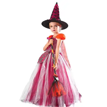 3 Adet Cadı Elbise Kostümleri Cadılar Bayramı Cadı Süpürge Şapka Seti Dantel Kolsuz Tül Cadı Elbise Cadı Giyim Eğlence İçin Giyinmek