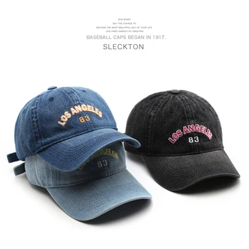 SLECKTON pamuklu beyzbol şapkası Erkekler ve Kadınlar için Yıkanmış Denim Snapback Kapaklar Yaz Vizör güneş şapkaları Mektup Nakış Şapka Unisex