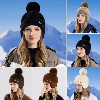 Kalınlaşmış Kış Şapka Rahat Tutmak Sıcak Bere Şapka Ponpon Şapka Açık