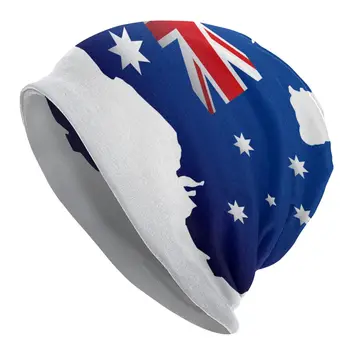 Örme Şapka Avustralya Bayrağı Harita Kap Kaput Şapka Yetişkin Şapka Aksesuarları
