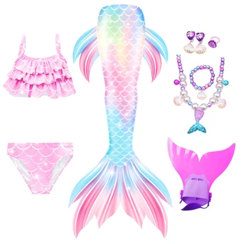 Denizkızı Kuyrukları Kostümleri Çocuklar Kızlar için Mermaid Elbise Cosplay Kostüm Denizkızı Kuyrukları Mayo çocuk Günü için doğum günü hediyesi