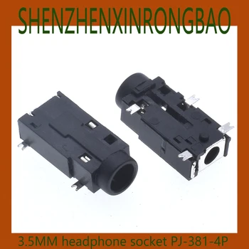 10 Adet Yüksek kalite PJ-381-4P 3.5 mm jack konnektörü ses tabanı arayüzü yatay 4-pin yama pin Mp4 / MP5 kulaklık jakı SİYAH