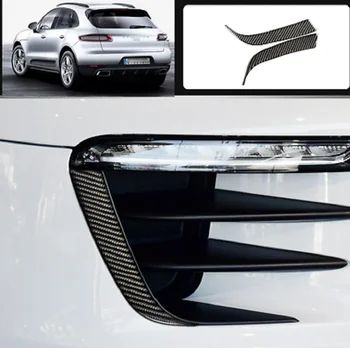 Araba Styling Ön Far Kaş Trim Grille İzgara Şeritleri Porsche Macan 2014-2020 İçin Karbon Fiber Dış Modifiye Çıkartmalar