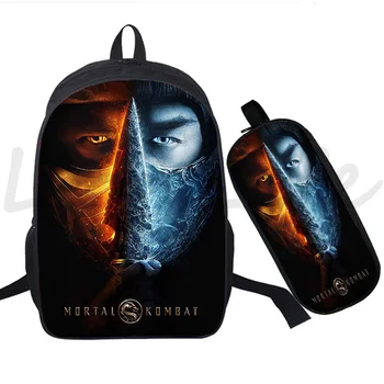 Moda Mortal Kombat Sırt Çantası 2 Adet Set okul çantası Kalem Çantaları Erkek Kız Kitap Çantaları Gençler Laptop Sırt Çantaları 3D Baskı Kitap Sırt Çantası