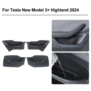 2 ADET Tesla Yeni Model 3 + Yayla 2024 Arka Tam saklama kutusu Kapı Kolu Kol Dayama Tepsisi Organizatör Silikon Kapak Araba Aksesuarları