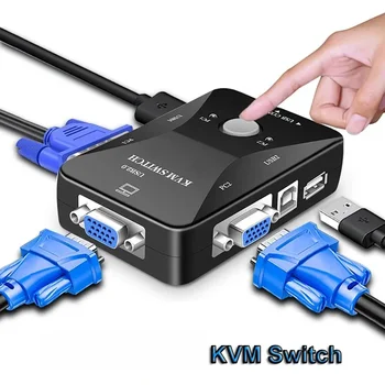 2X1 KVM Anahtarı vga adaptörü USB 2.0 Switcher Kablo Anahtarı Ana Bilgisayar Denetleyicisi Bilgisayar Projektör HDTV Monitör Yazıcı KVM Anahtarı