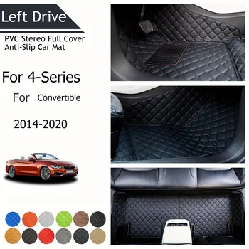 TEGART 【LHD】BMW İçin 4 Serisi Cabrio 2014-2020 Üç Katmanlı PVC Stereo Tam Kapak Kaymaz Araba Mat Araba Paspaslar