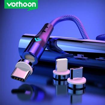 Vothoon Manyetik Kablo Hızlı şarj mikro USB C Tipi Kablo iPhone Samsung Xiaomi İçin Mıknatıs Şarj USB-C kablo kordonu