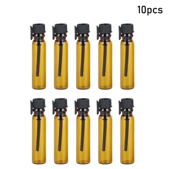 10 adet 1ML Boş Mini Amber Cam Küçük Örnek Şişeler Parfüm Şişesi Laboratuvar Sıvı Koku test tüpü Kahverengi Deneme Şişesi