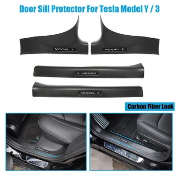 4x Kapı Eşiği Koruyucu Çıkartmalar Tesla Modeli 3 Model Y 2016-2023 Ön Arka Kapı Pedalı yüzey koruma Koruma çıkartma