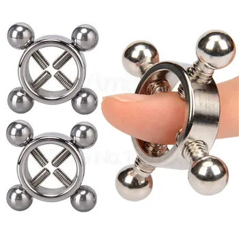 Yeni 2 adet / takım Paslanmaz Çelik Metal Ayarlanabilir Meme Meme Kelepçeleri Klipler Kadın Flört Bdsm Kölelik Egzotik Seks çiftler için oyuncaklar