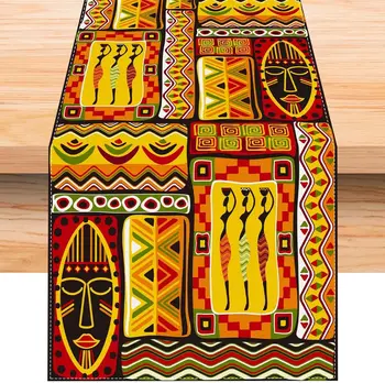 Etnik Bohemian Afrika Totemler Keten Masa Koşucular Dresser Eşarp masa süsü Çiftlik Evi yemek masası Koşucular Parti Süslemeleri