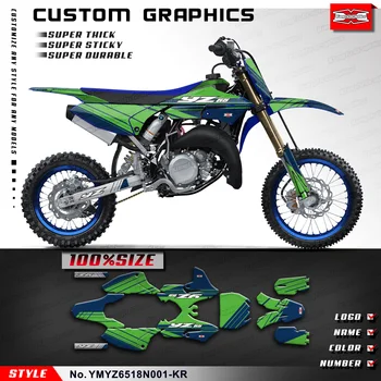 KUNG FU GRAFİK Özel Çıkartmalar Kir Bisiklet Çıkartmaları Vinil Kiti için Yamaha YZ65 YZ 65 2018 2019 2020 2021 2022 2023 2024, yeşil Mavi