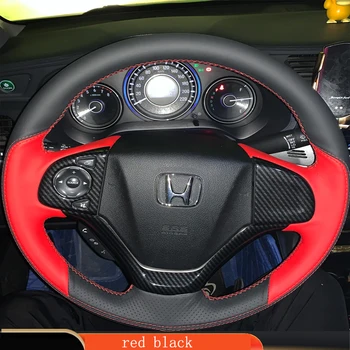 Dıy El Dikiş Araba direksiyon kılıfı Honda Civic CRV için CR-V Esinti Hakiki Deri İç Koruyucu Araba Aksesuarları Kırmızı