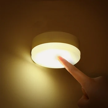 Mini Yuvarlak led gece ışığı Lambası Kısılabilir Mutfak Dolabı Dolap Lambası Merdiven Kablosuz dolap ışığı