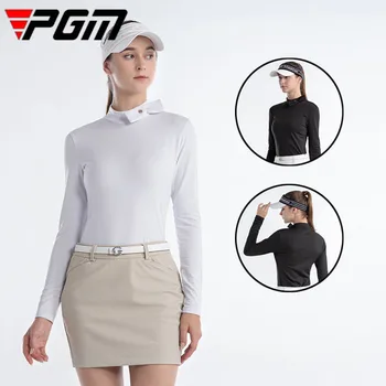 PGM Bayanlar Standı Yay Yaka Golf Iç Çamaşırı Kadın Tam Kollu Yumuşak Eğitim Üstleri Streç Golf Dip Gömlek papyon