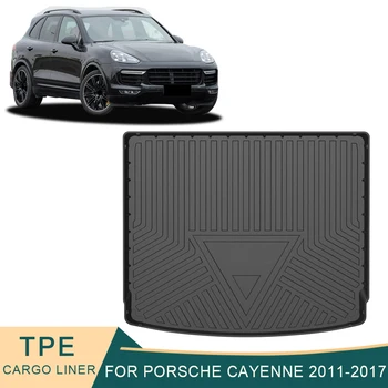 Porsche Cayenne için 92A 2011-2017 Oto Araba Kargo Astarı Tüm Hava TPE kaymaz Gövde Paspaslar Önyükleme Tepsisi Halı İç Aksesuarları