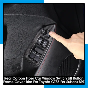 Gerçek Karbon Fiber Araba Pencere Anahtarı Kaldırma Düğmesi krom çerçeve Trim Toyota GT86 Subaru BRZ 2012-2020 İçin Oto İç Şekillendirici