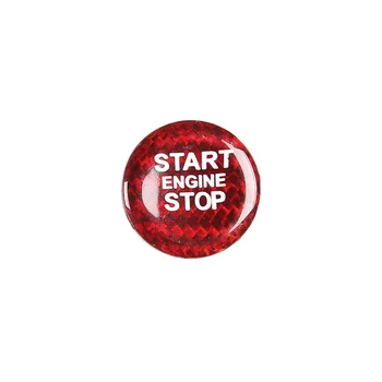 Kuru Karbon Fiber Araba Start Stop Motor düğme kapağı Trim için Alfa Romeo Giulia Stelvio 2017-2020 Aksesuarları, Kırmızı