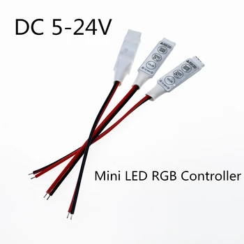 1 Adet DC 5V-12V-24V 12A 3 Tuşları Mini LED RGB Kontrol Dimmer sürücü RGB 5050/3528/2835/5730/5630/3014 SMD LED şerit ışıkları