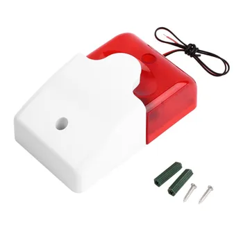 Yeni Mini kablolu Strobe Siren dayanıklı 12 V ses Alarm elektronik flaş kırmızı ışık ses Siren ev güvenlik Alarm sistemi 115dB