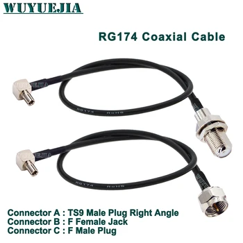 1 Adet TS9 Erkek Fiş Sağ Açı F Dişi Jack veya F Erkek fiş konnektörü RG174 Koaksiyel Kablo F Tipi TS9 Erkek 3G Modem