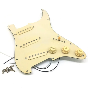Elektro Gitar Pickguard Manyetikler Yüklü Kablolu Scratch Plaka Meclisi SSS Sarı