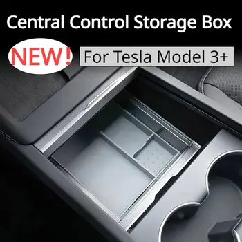 Merkezi Kontrol saklama kutusu Tesla Yeni Model 3 + Şeffaf Merkezi Kol Dayama Konsol Organizatör saklama kutusu Silikon Ped Model3